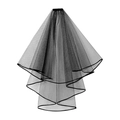 Gothic ghost bride black double-layer short veil with comb and ribbon edge - One Size / Black Double-Layer Short Veil (TS002)