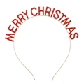 Serre-tête de Noël doré avec décoration de lettres Merry Christmas en strass rouges - Merry Christmas Style 3 Strass Rouge