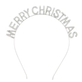 Serre-tête Merry Christmas argenté avec strass brillants sur monture métallique - Merry Christmas Style 3 Strass Argent
