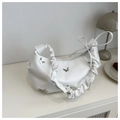 Borsa tote crema chic con farfalle argentate e tracolla con dettagli arricciati - Bianco