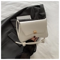Chic beige faux leather shoulder bag with crocodile pattern and decorative knot strap - White