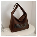 Minimalist deep brown canvas tote bag with MOOD lettering and adjustable strap - Coffee