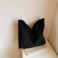 Large black suede tote bag in a slouchy hobo style with a wide shoulder strap - Black