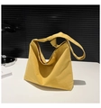 Large yellow hobo bag with top knot shoulder strap and metallic magnetic buckle - Yellow