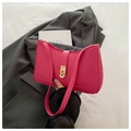 Chic magenta leather underarm bag with elegant gold twist lock and slim shoulder strap - Rose Pink