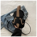 Unique violin-shaped black and khaki crossbody bag with detailed instrument patterns - Black