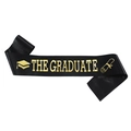 Elegante fascia per la laurea in raso nero con scritte THE GRADUATE in lamina d'oro - Taglia unica / Fascia Nera con Lettere d'Oro