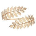 Bracciale da braccio con foglie di alloro dorate e cristalli in stile greco antico - Aperto Regolabile (BH028) / Oro