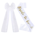 Braut-Set mit weißer Tüll-Perlenschleife und goldener Bride to Be Satinschärpe - Gold Set / Weiß