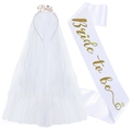 Cerchietto velo da sposa bianco con scritta Bride dorata e fascia coordinata Bride to be - Set Oro
