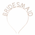 Rose gold bridesmaid headband with sparkling rhinestones and elegant cursive metal lettering - Bridesmaid Style / Rose Gold