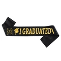Class of 2025 graduation sash in black satin with elegant gold foil lettering - One Size / Black Sash with Gold Letters
