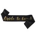 Κομψή μαύρη σατέν κορδέλα bachelorette με χρυσή επιγραφή Bride to be για τη νύφη - Μαύρο με Χρυσό Κείμενο (Bride to be)