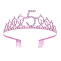 Pink birthday crown hair hoop for girls featuring a sparkly number 5 with rhinestones - 5Y