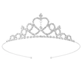 Elegante corona di cristallo argento con ciondolo a cuore e strass su fondo bianco - Argento