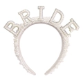 Cerchietto da sposa con perle bianche e scritta BRIDE per addio al nubilato elegante - Fascia di Perle (Strass Cangiante)