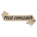Fascia glitterata dorata con scritta nera Feliz Cumpleaños per decorazione compleanno - Taglia unica / Oro con testo nero