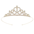 Cerchietto a corona in cristallo dorato a forma di cuore con strass brillanti da sposa - Oro