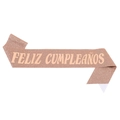 Fascia di compleanno glitter oro rosa con testo spagnolo Feliz Cumpleanos - Oro rosa