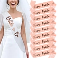 Set de 10 écharpes Bride to Be et Team Bride en satin blanc et rose pour enterrement - Combo de Groupe Mariée et Demoiselles d'Honneur
