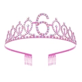 Pink AB rhinestone crystal birthday tiara crown with number 6 for girls party - 6Y