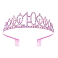 Pink birthday crown tiara with number 10 and iridescent crystals for girls - 10th Birthday