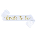 Eleganter weißer Braut-Schärpe aus Satin mit goldener Bride to be Aufschrift - Einheitsgröße / Weiß mit Golddruck