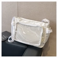 Detail of white nylon messenger bag with transparent PVC window and mesh pocket design - White