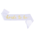 Weiße Satinschärpe Bride to Be mit Goldschrift und elegantem gewelltem Wellenrand - Einheitsgröße / Wellenrand Weiß mit Goldener Schrift