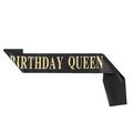 Elegante schwarze Satin Birthday Queen Schärpe mit goldener Schrift für Partys - Gold Birthday Queen