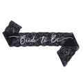 Elegant black lace Bride to Be sash with silver holographic lettering for bachelorette party - One Size / Black Lace Snowflake Laser Sash