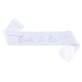 White satin Bride to Be sash with iridescent glitter lettering for bridal parties - One Size / White Snowflake Laser Sash