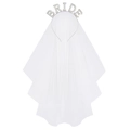 Elegant white bridal veil headband with pearl Bride letters for bachelorette parties - One Size / Bride Headband With Veil