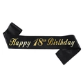 Fascia di compleanno in raso nero con scritte dorate Happy 18th Birthday - Taglia unica / Happy 18th Birthday (Nero Oro)