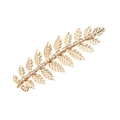 Elegant gold leaf hair clip with sparkling rhinestones for bridal hair decoration - Crystal Leaf Hair Clip (FJ049)