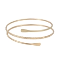 Baroque style golden spiral arm cuff with hammered texture and flat teardrop ends - Hammered Spiral Structure Style (BH012)