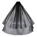 Two-layer black bridal veil with holographic Bride to Be text and hair comb for party - Snowflake Laser Black Veil