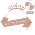 Kit 4ème anniversaire or rose avec diadème strass et écharpe pailletée et velcro - Ensemble or rose 4ème anniversaire