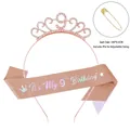 9th Birthday rose gold tiara and glitter sash set for girls party decorations - 9th Birthday Rose Gold Set