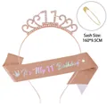Rose gold 11th birthday crown and glitter sash set for girls party decorations - 11th Birthday Rose Gold Set