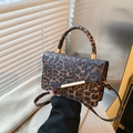 Schicke Handtasche mit Leopardenmuster, Goldverschluss und verstellbarem Gurt - Kaffeebraun
