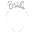 Silver bridal headband featuring shimmering rhinestones and Bride lettering design - One Size / Rhinestone Bride Headband Silver (FG211)