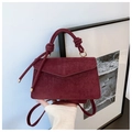 Minimalist burgundy frosted handbag with knotted top handle and stylish crossbody strap - Burgundy