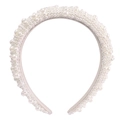 Elegant wide bridal headband with clusters of white faux pearls for wedding party - Padded Pearl Encrusted Headband