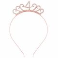 Cerchietto corona di compleanno oro rosa con numero 4 e strass di cristallo - 4Y / Oro rosa