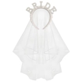 Velo da sposa bianco a più strati con cerchietto BRIDE decorato con perle e strass - Fascia Perle Con Velo (Strass Bianco)