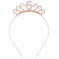 Tiara di compleanno in oro rosa con strass e numero 6 per festa di sesto compleanno - 6Y / Oro rosa