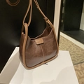 Retro brown large capacity PU shoulder bag with Fashion patch on a white display box - No Pendant / Brown
