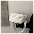Riñonera minimalista blanca de cuero sintético con correa ajustable y cremalleras - Blanco