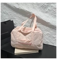Light pink waterproof nylon tote travel bag with exterior zipper pocket for fitness - Pink